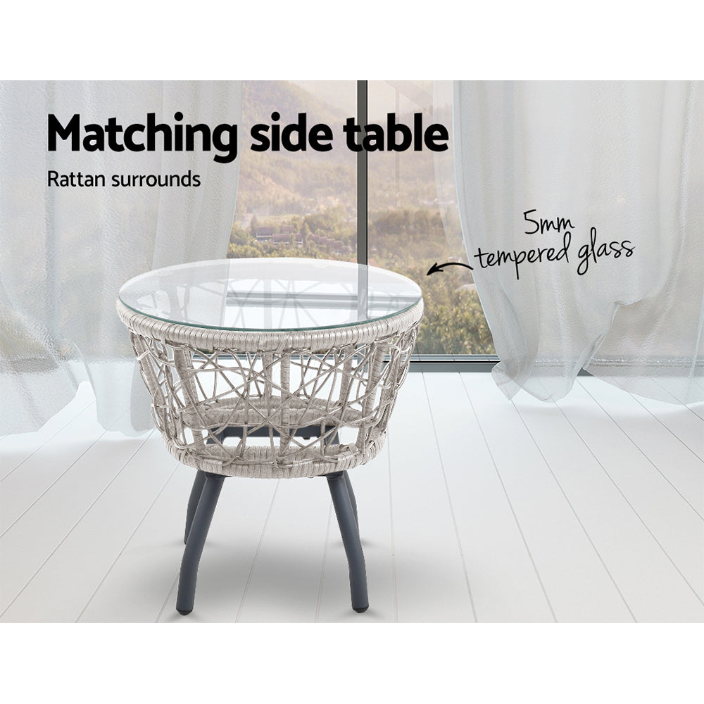 Atlas Outdoor Bistro Set – Grey – 3 Piece