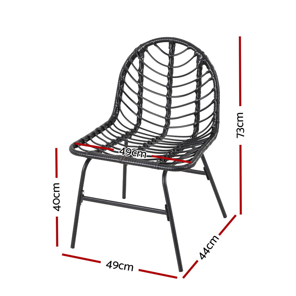 Nova Wicker Outdoor Chairs – Black – Set of 2