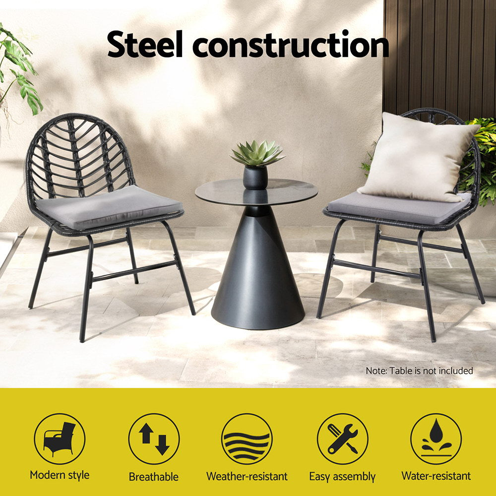 Nova Wicker Outdoor Chairs – Black – Set of 2