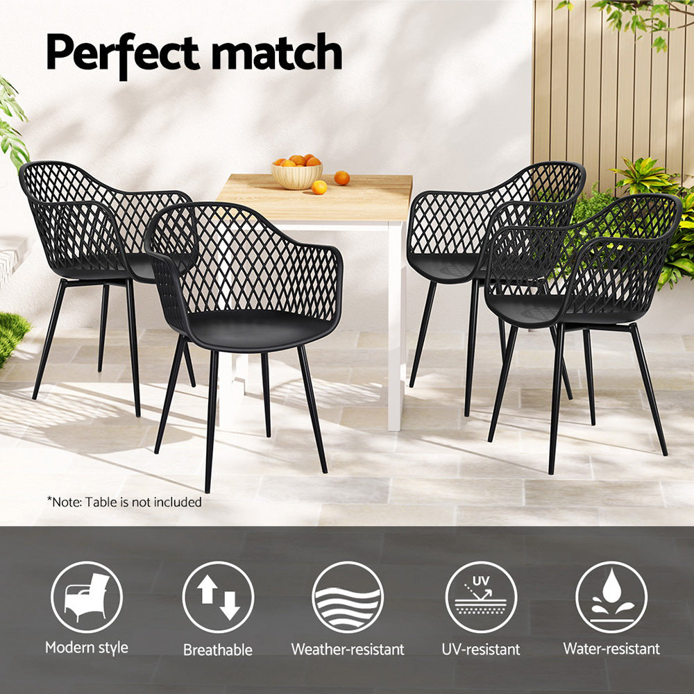 Hampton Outdoor Dining Chairs – Black – Set of 4