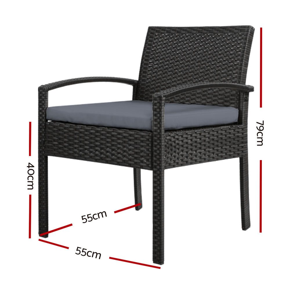 Santorini Rattan Outdoor Dining Chair – Black – Single