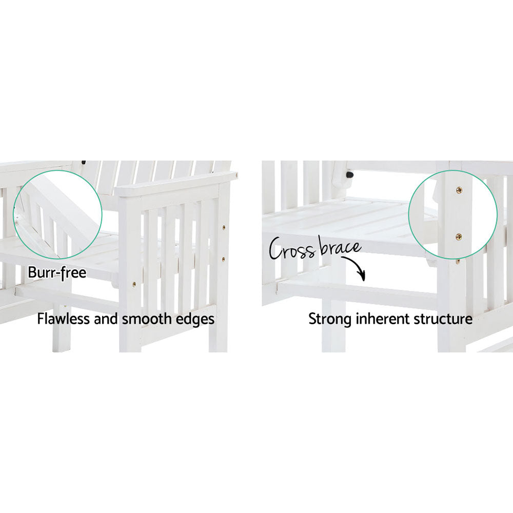Meadow Garden Loveseat with Table – White – 2 Seater