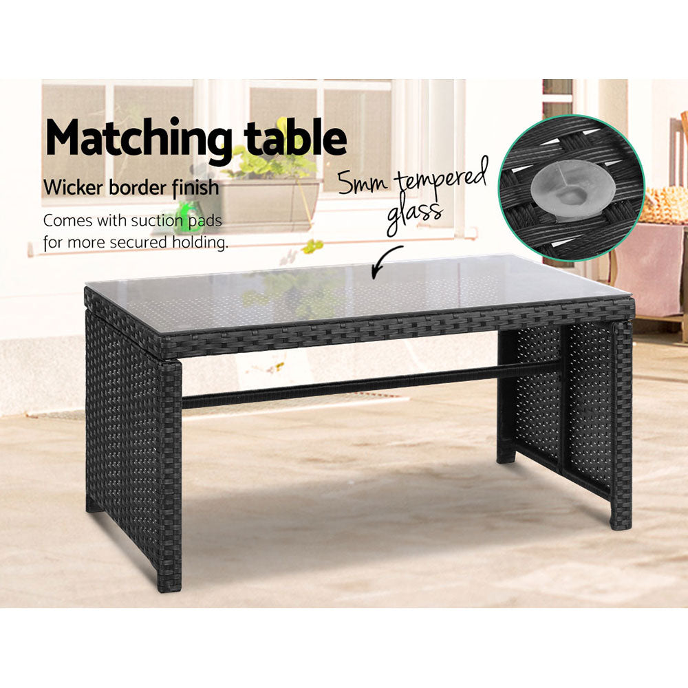 Arlo Outdoor Rattan Sofa Set – Black – 4 Pieces