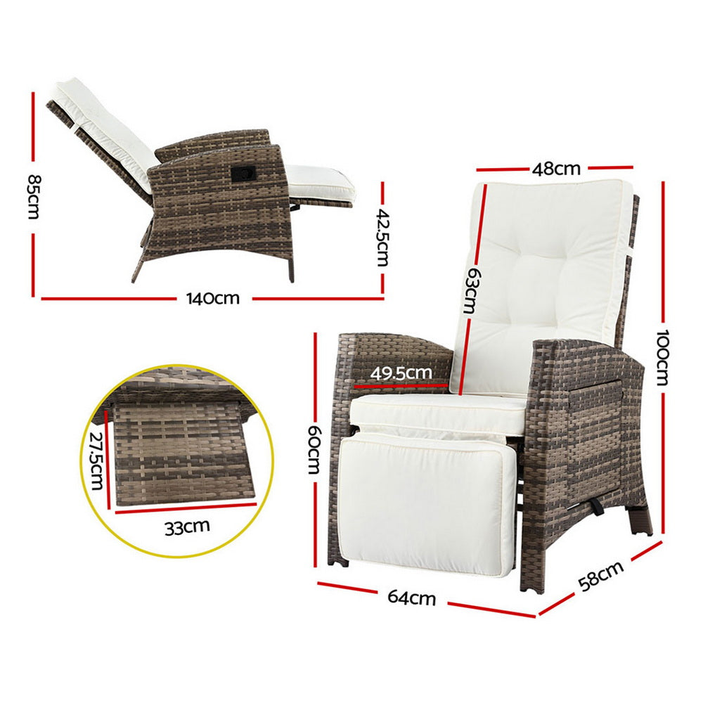 Solaris Adjustable Wicker Recliner – Brown – Outdoor