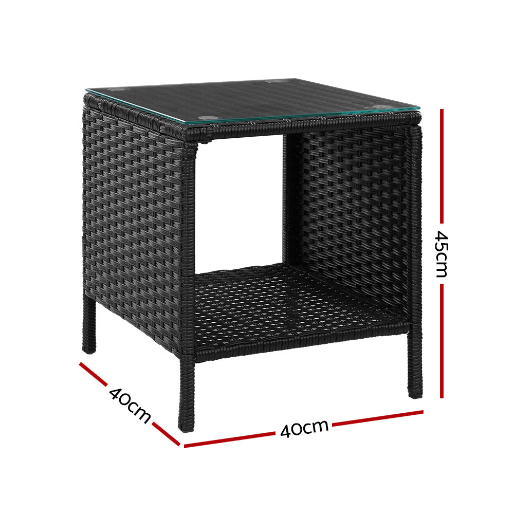 Malexa Rattan Side Table – Black – 40 cm