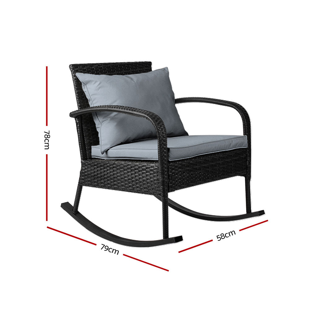 Alderon Outdoor Rocking Chair – Black – Single