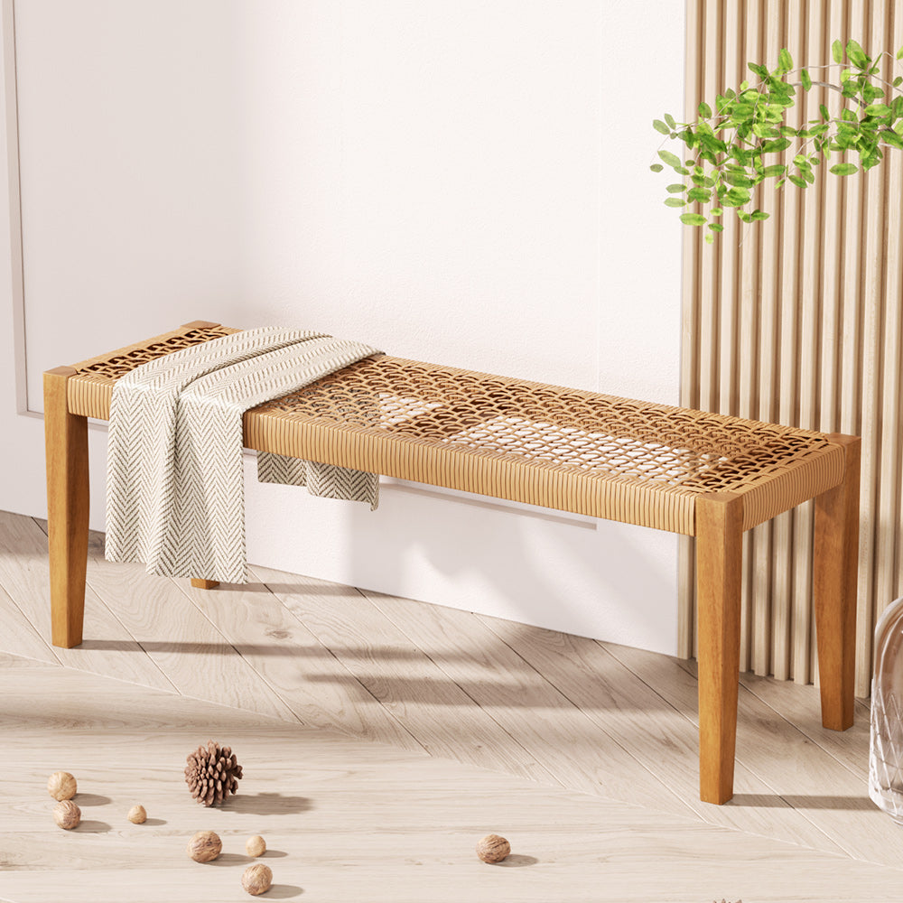 Outdoor Garden Bench Seat Dining Acacia Wood 2 - Seater Patio Furniture