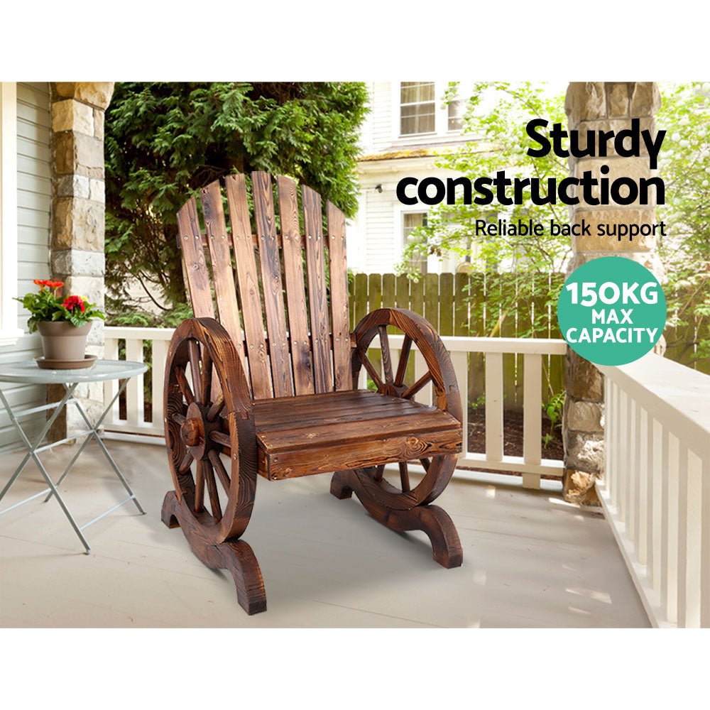 Rustica Wagon Wheel Garden Chair – Brown – Single