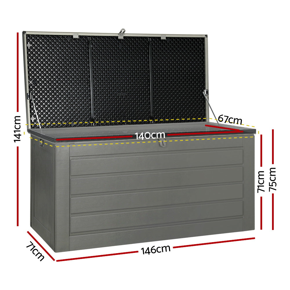 Ashton Outdoor Storage Box – Grey & Black – 680L