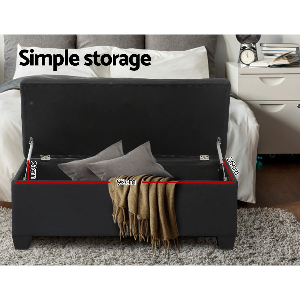 Dalton Storage Ottoman – Black – 97 cm