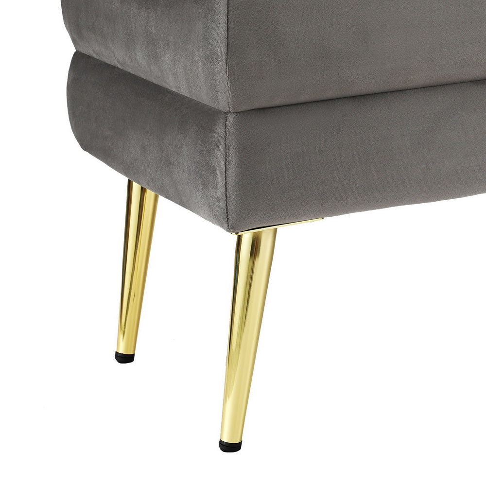 Novella Velvet Storage Ottoman – Grey – 80 cm