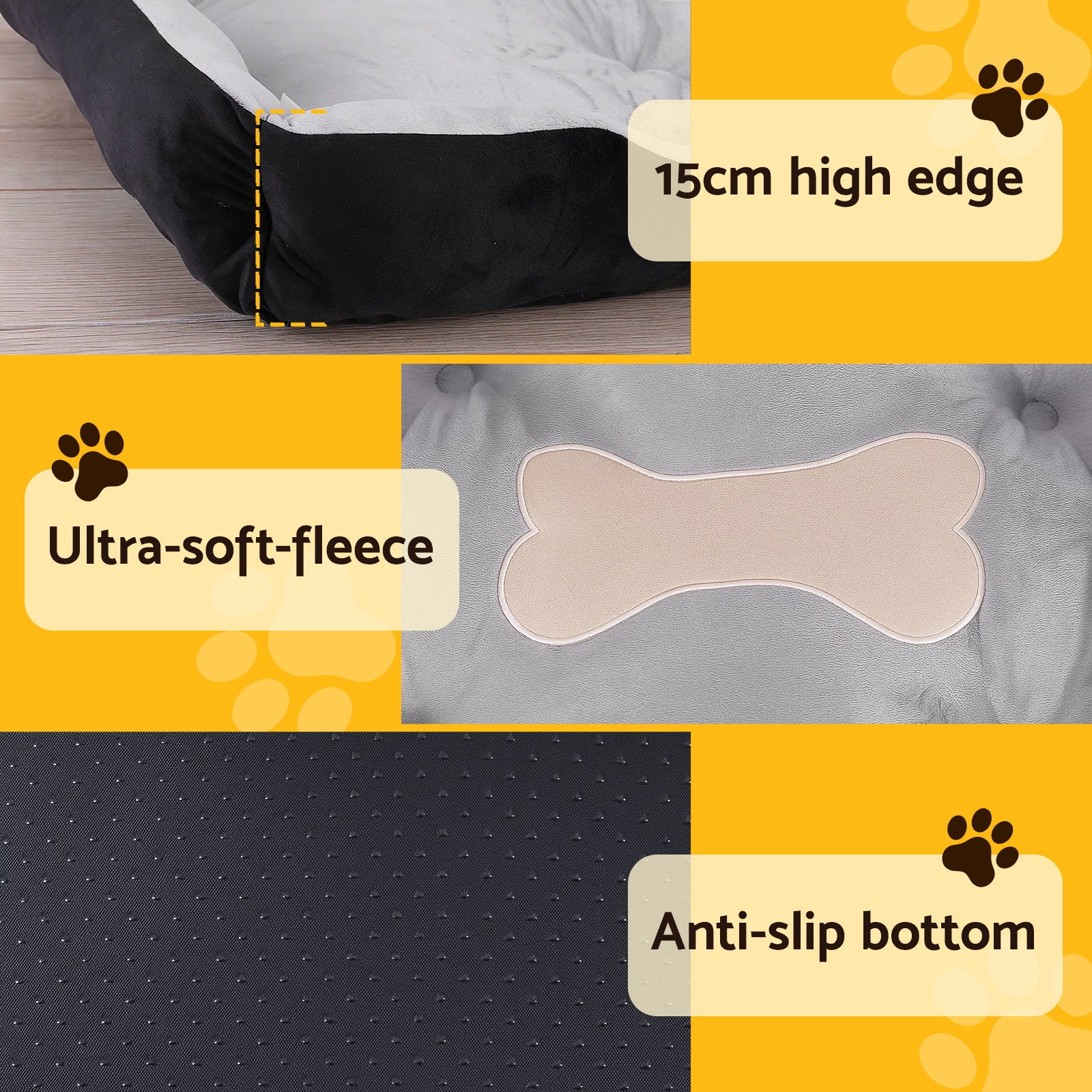 Valero Cotton Pet Bed – Grey & Black – Extra Large 120 cm
