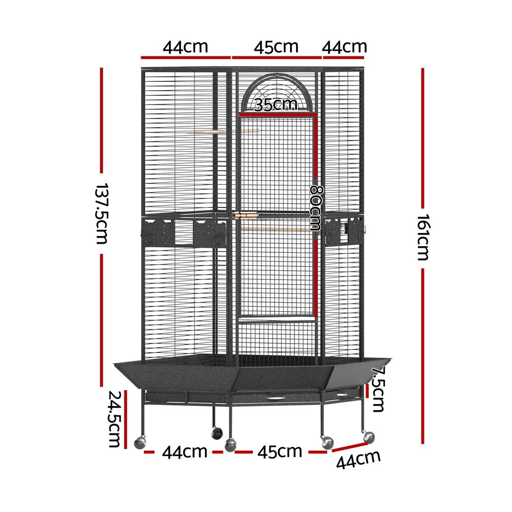 Meridian Corner Bird Cage – Black – 161 cm