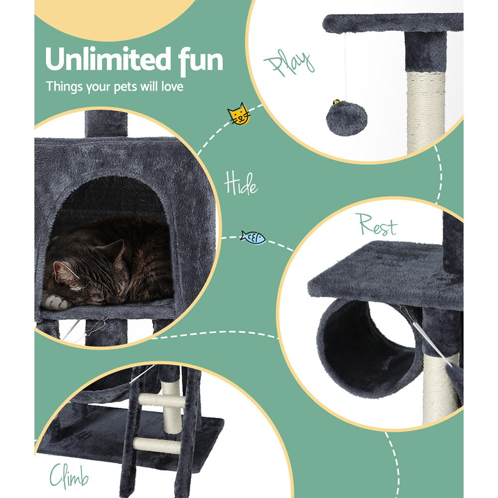 Nixara Cat Tree Tower – Grey – 144 cm