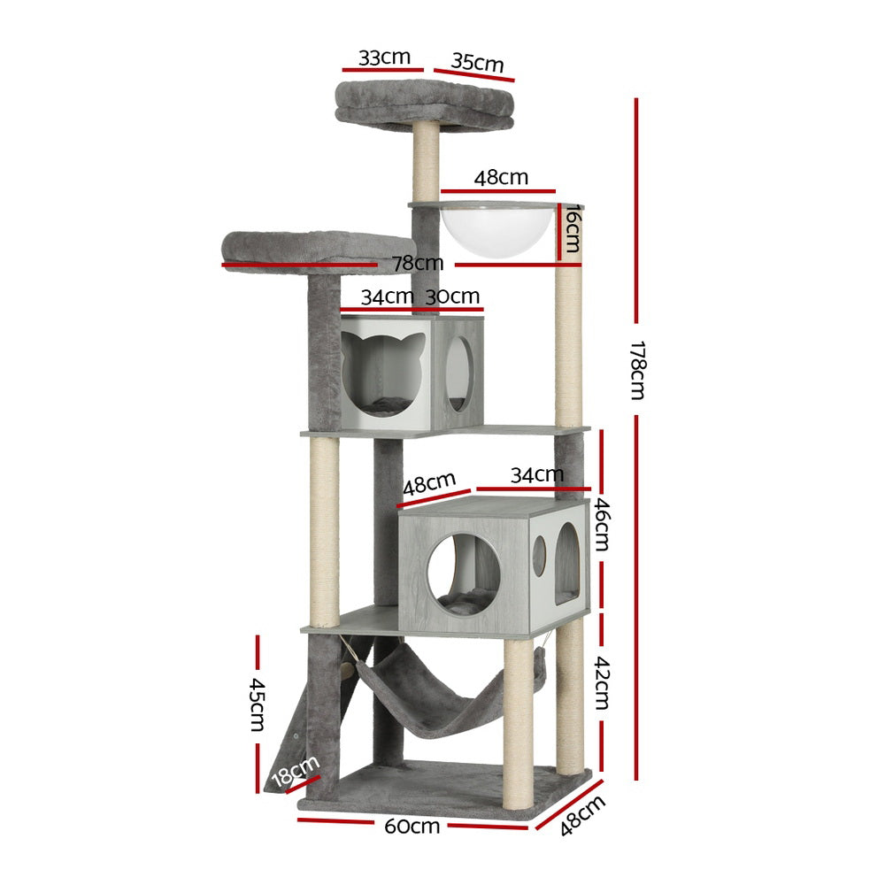 Altura Cat Scratching Tree – Grey & White – 178 cm