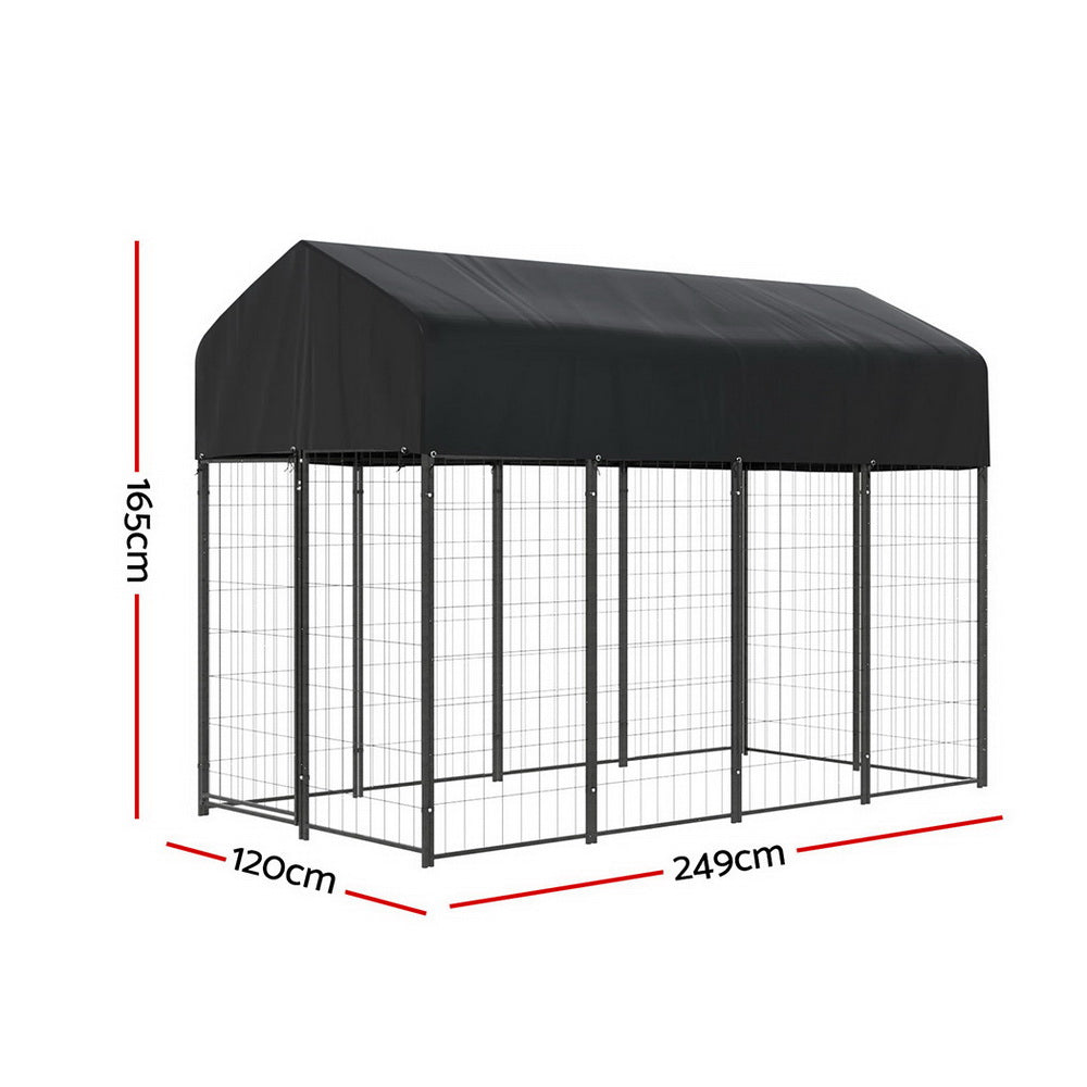 Ashford Metal Dog Kennel with Cover – Silver – Extra Large