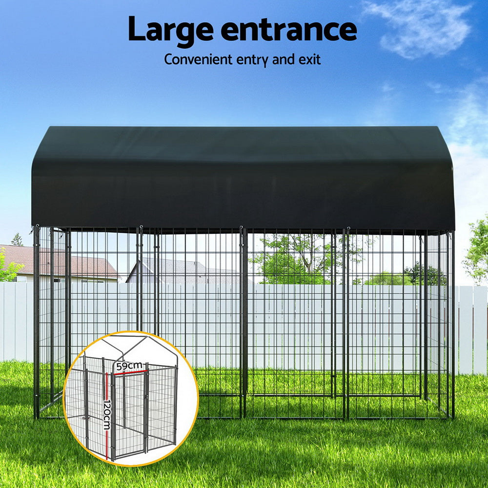 Ashford Metal Dog Kennel with Cover – Silver – Extra Large