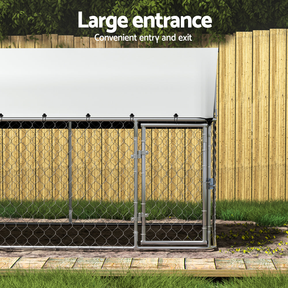 Maximus Outdoor Dog Kennel – Silver – XL 2m x 4m