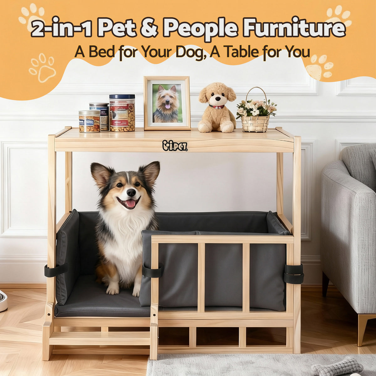 Nova 2-in-1 Dog Kennel – Brown / Wood – Medium