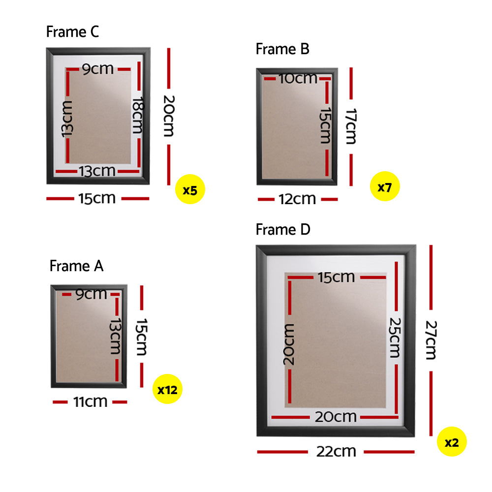 Marston Photo Frame Set – Black – 26 Pieces