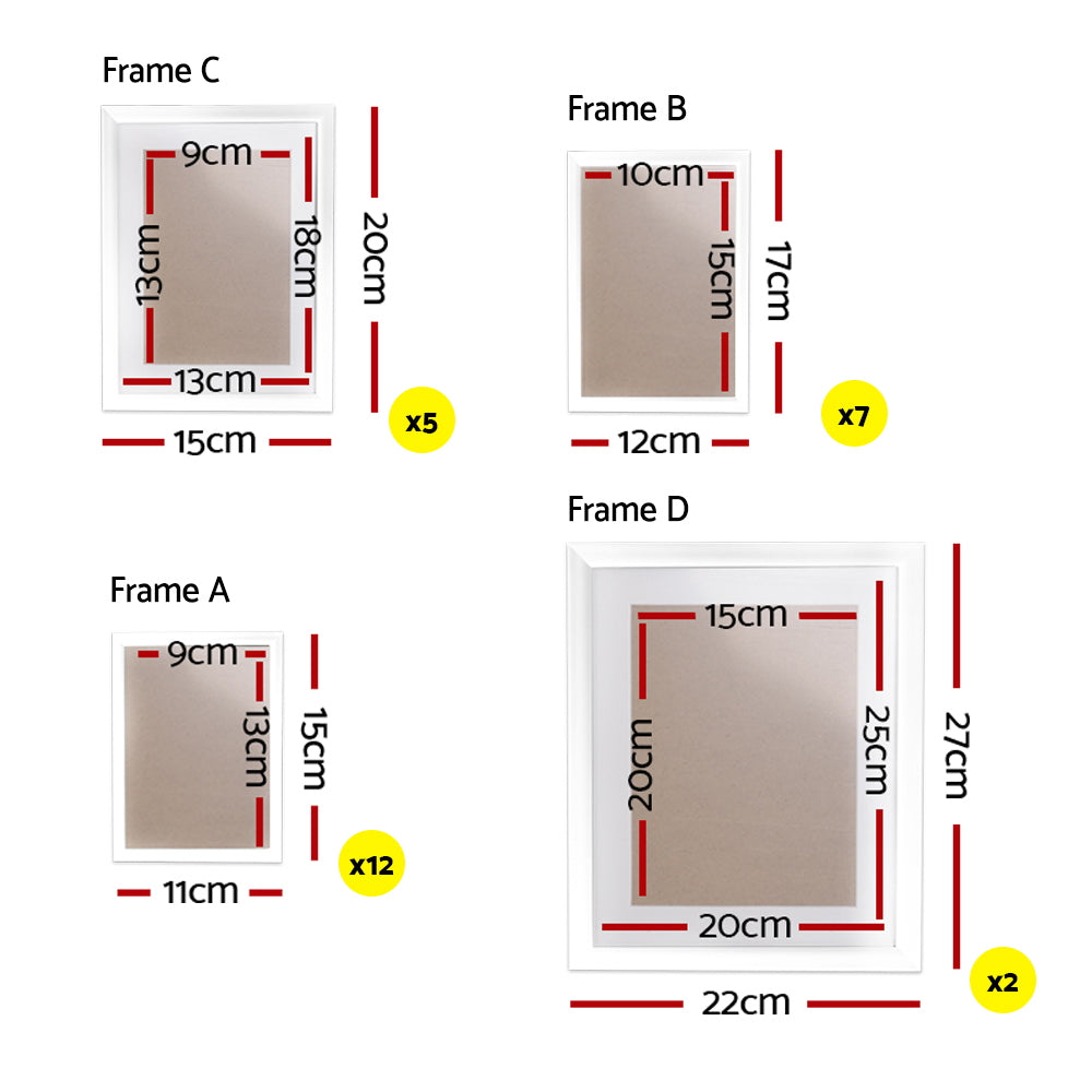 Alderon Photo Frame Set – White – 26 Pieces
