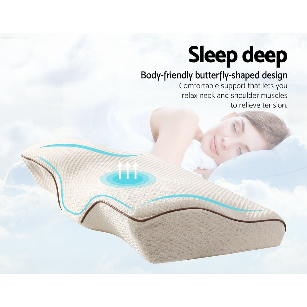 Nara Memory Foam Contour Pillow – Beige / Cream – Standard