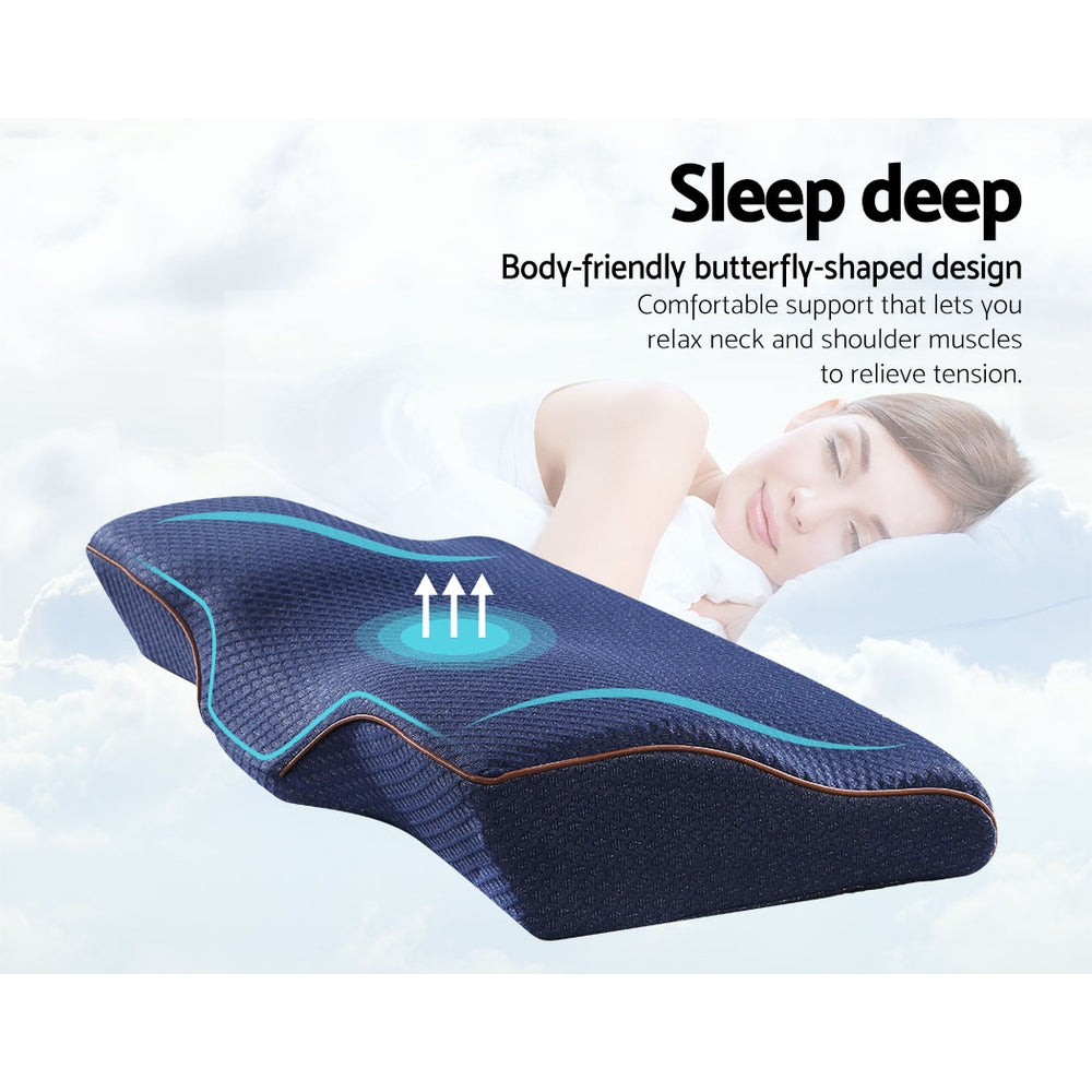 Nara Memory Foam Contour Pillow – Blue – Standard
