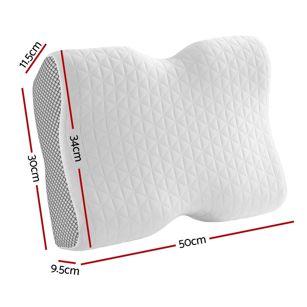 Valeria Memory Foam Contour Pillow – White – Standard