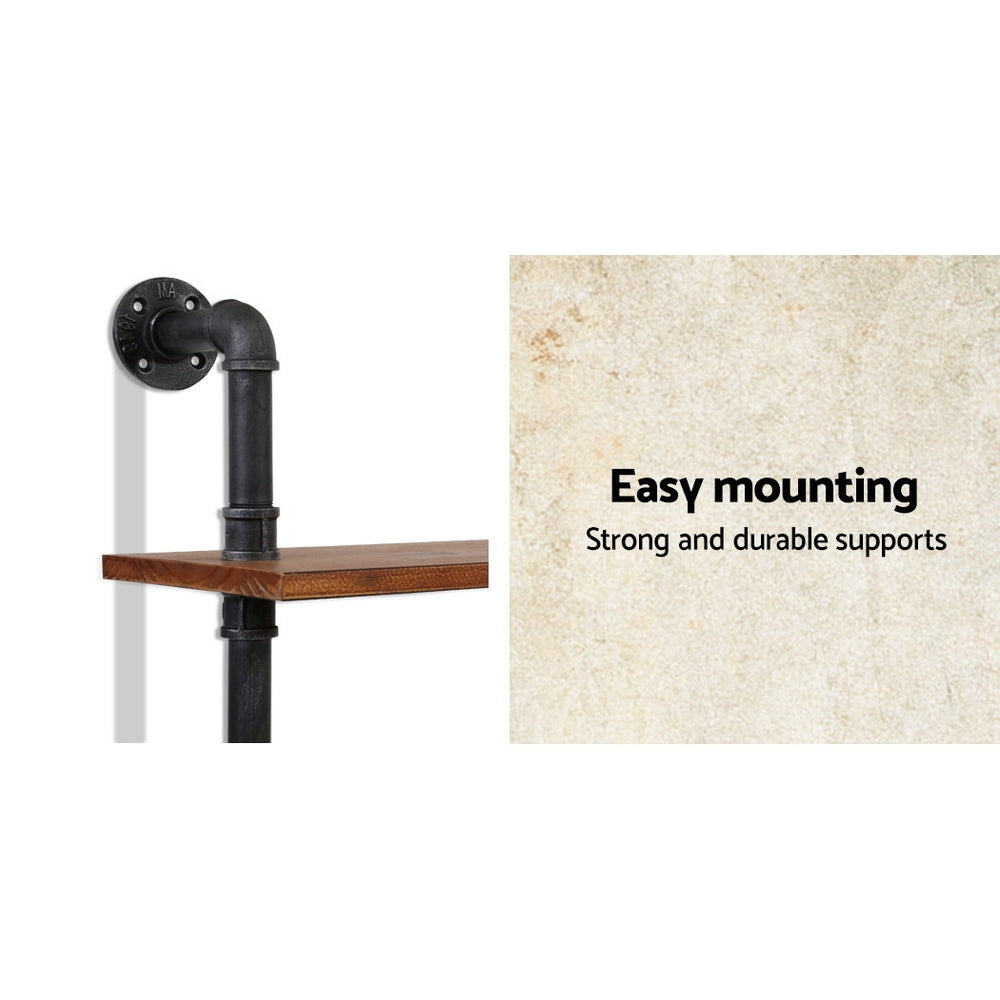 Henley Industrial Pipe Shelf – Brown / Wood – 3 Tiers