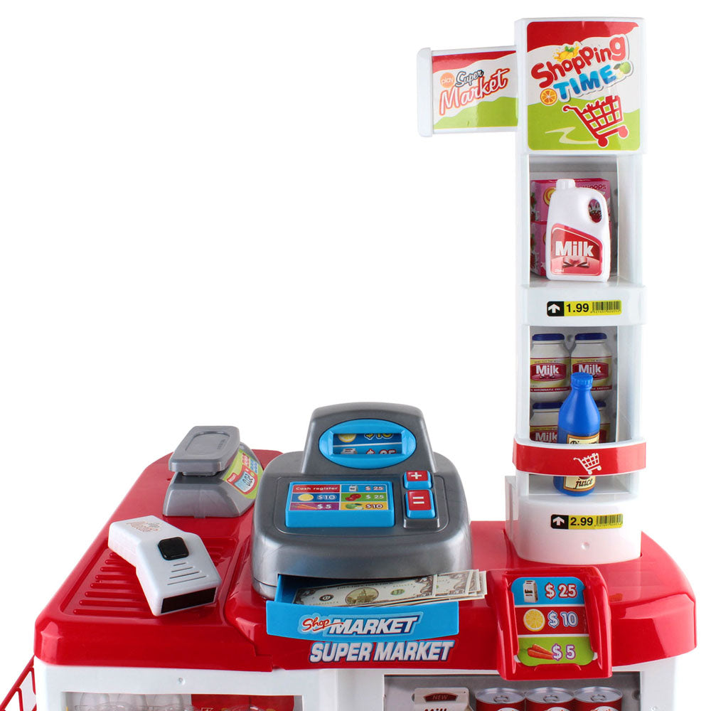 Mercado Pretend Play Supermarket Set – Red & White – 24 Piece