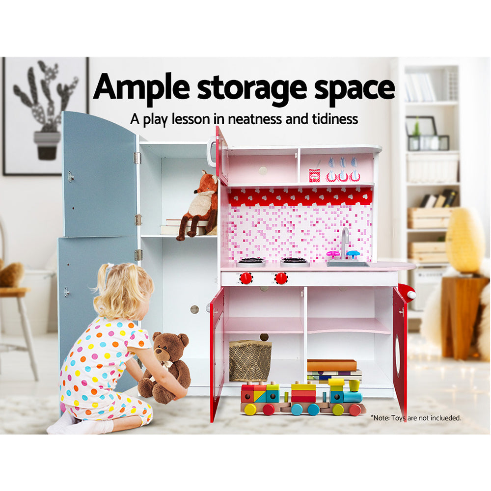 Alderon Wooden Kitchen Play Set – Pink – 97 cm