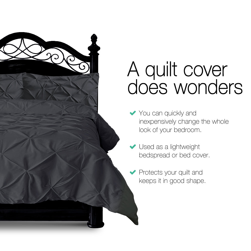 Selena Quilt Cover Set Diamond Pinch – Black – King