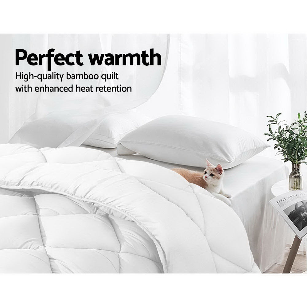 Linden Bamboo Microfibre Quilt – White – Super King