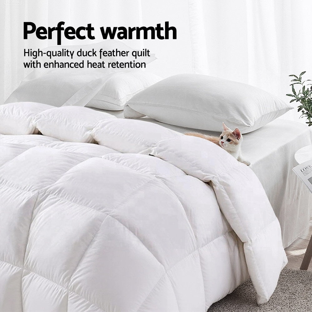 Ashton Duck Down Feather Quilt – White – Double
