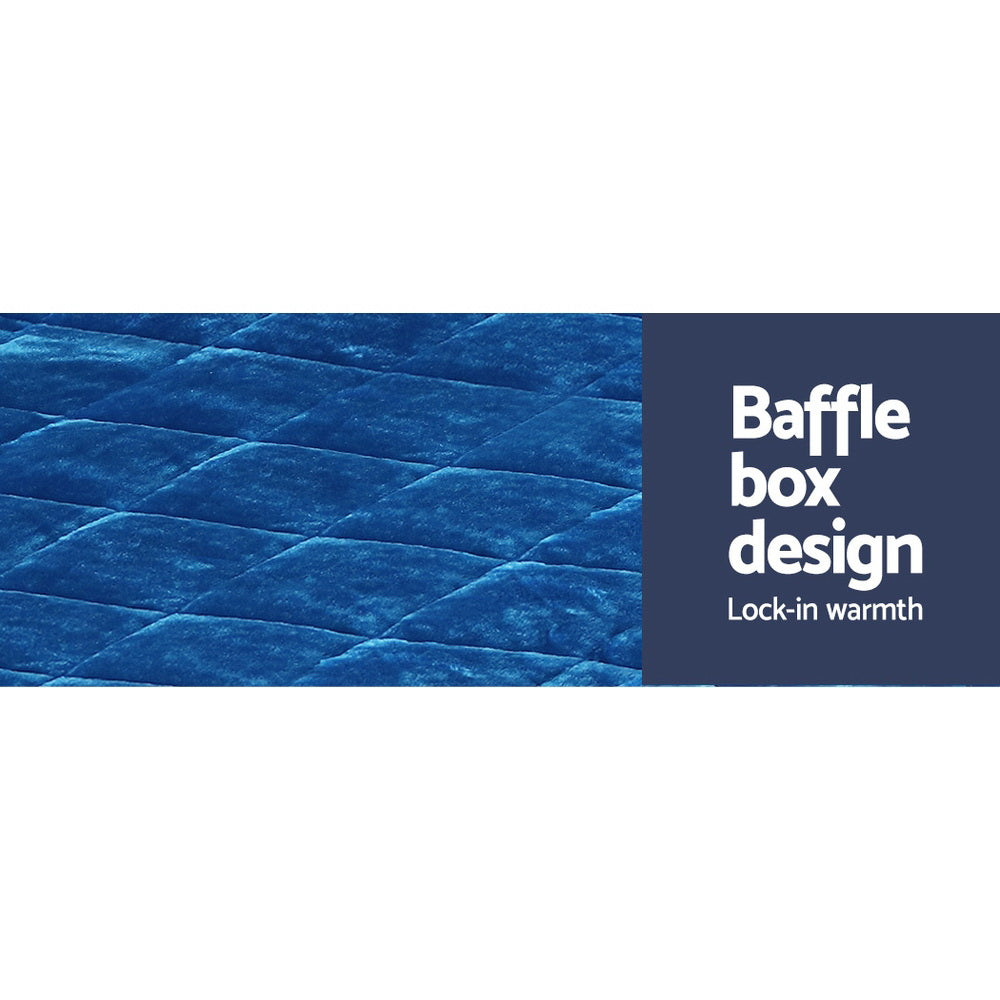 Halston Faux Mink Quilt – Blue – King