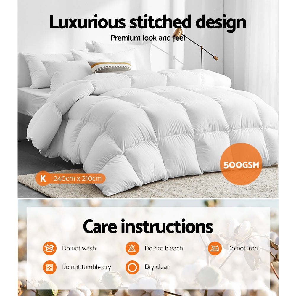 Atlas Goose Down Feather Quilt – White – King