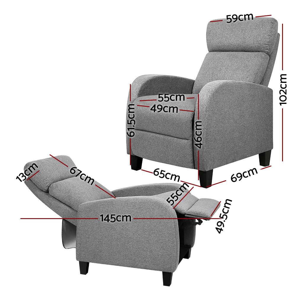 Serano Fabric Reclining Armchair – Grey