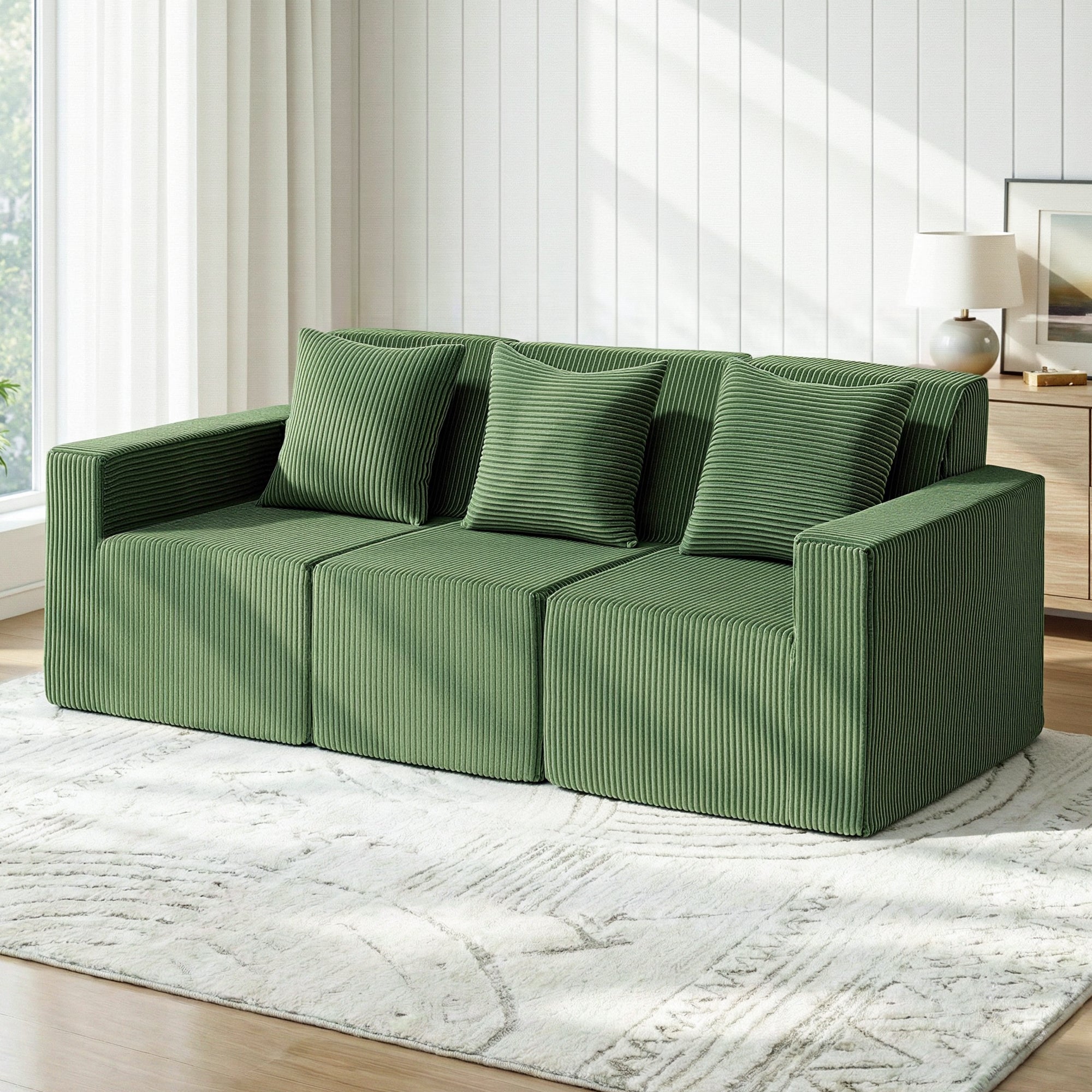 Modular 3 - Seater Sofa Bed Convertible Sectional Floor Couch with Deep Seat