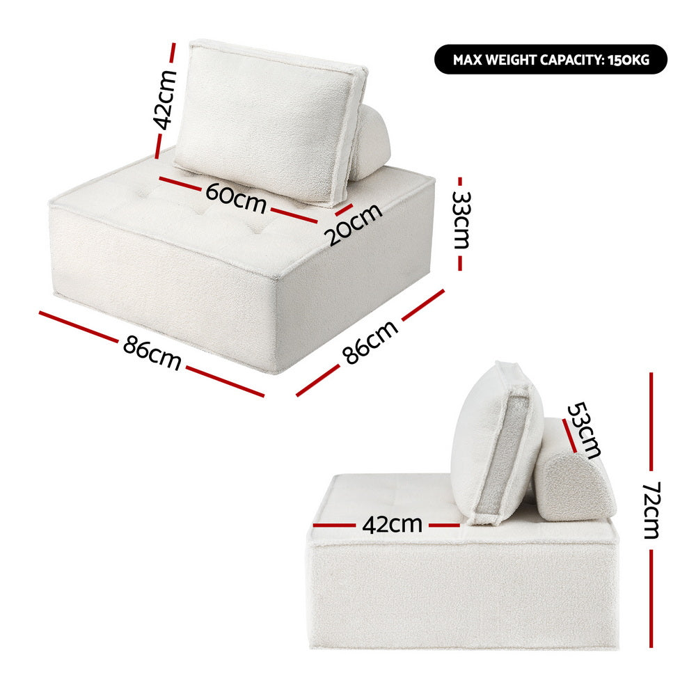 Linden Floor Sofa Modular Lounge Set – White – Set of 6