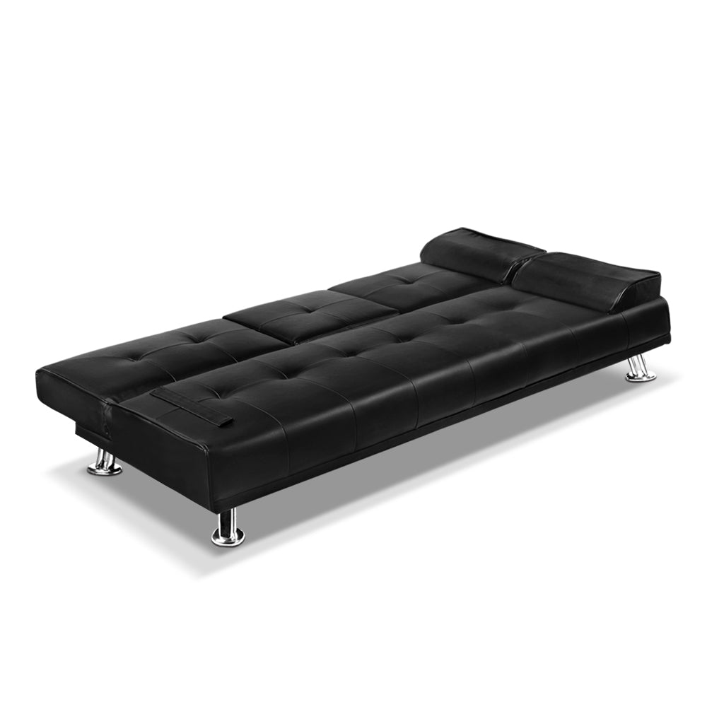 Valera Leather Sofa Bed – Black – 3 Seaters