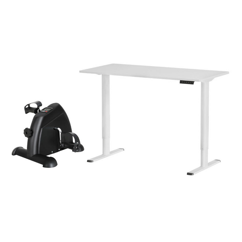 Linden 120cm Electric Standing Desk with Mini Peal Exercise Bike Home Office