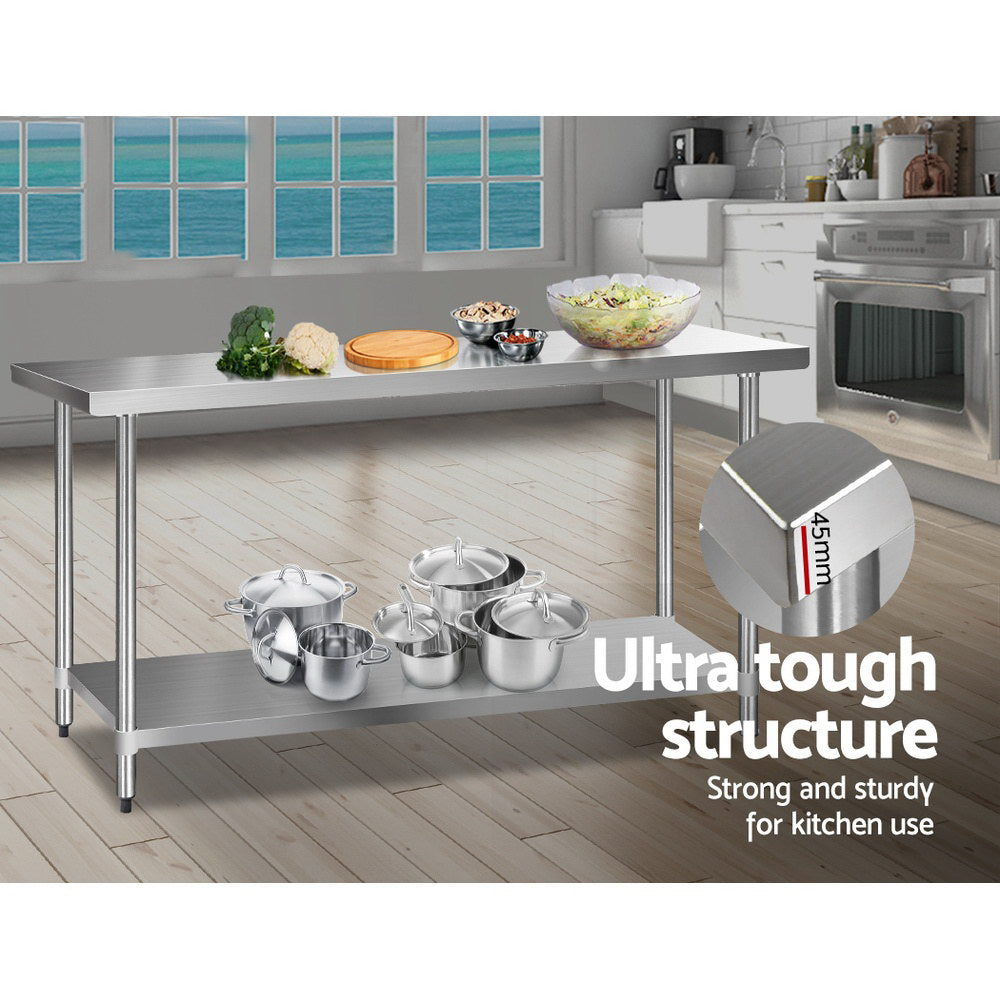 Sterling Stainless Steel Kitchen Bench – 183 cm