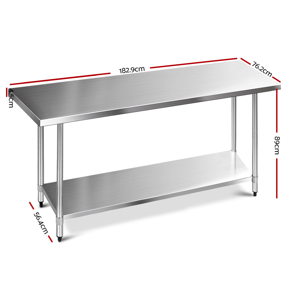 Keston Stainless Steel Kitchen Bench – 1829x760mm
