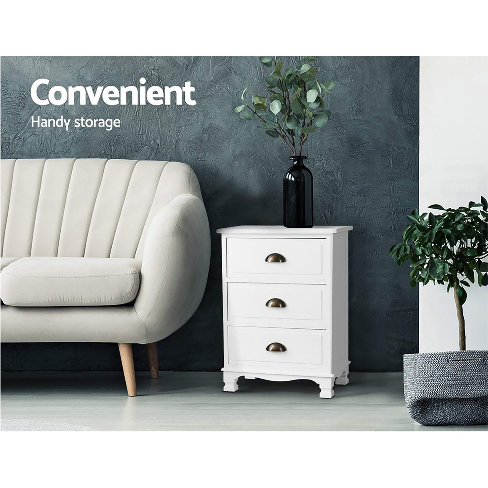 Thyme Vintage Bedside Tables – White – Set of 2