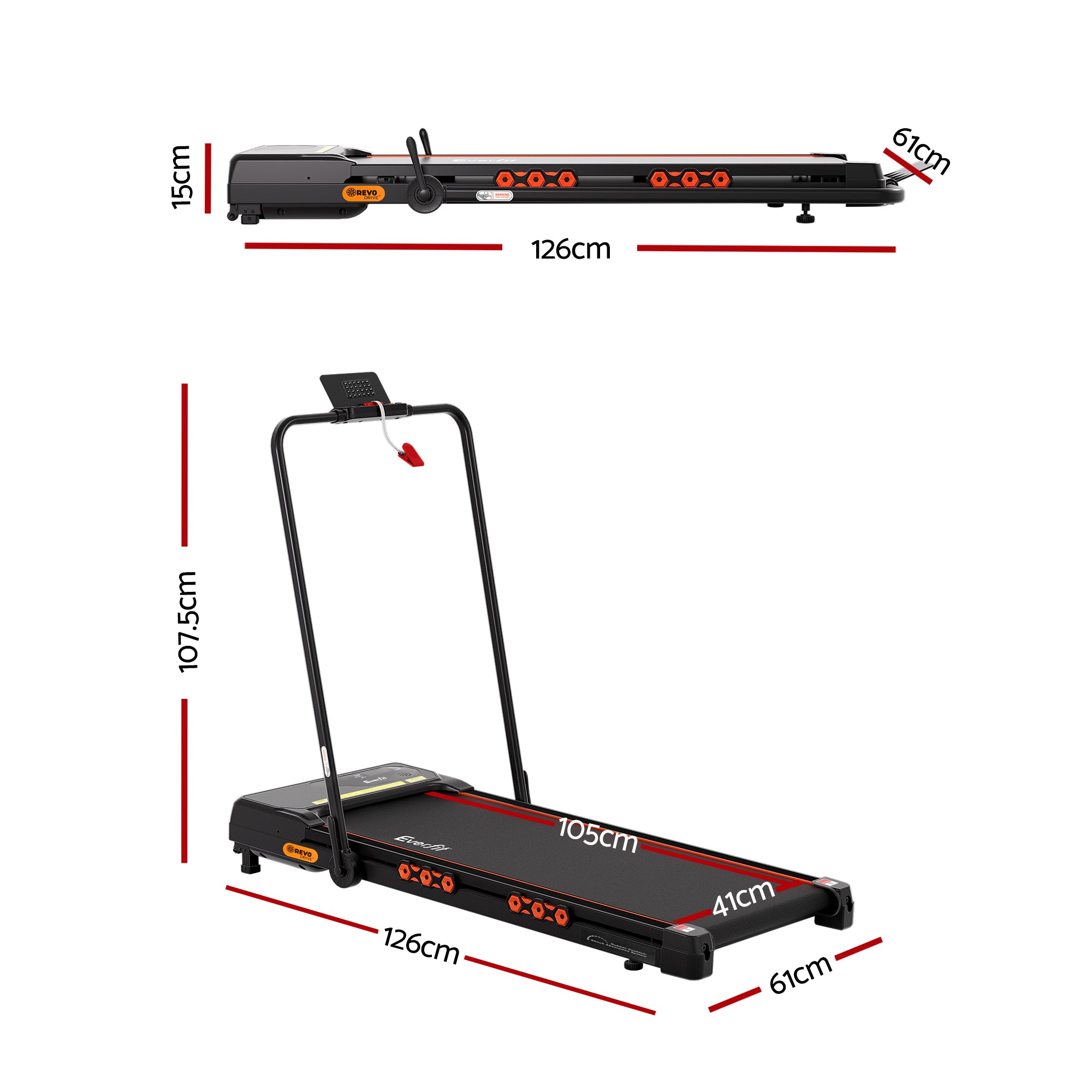 Serano Electric Walking Pad Treadmill with Auto Incline – Black – 41 cm
