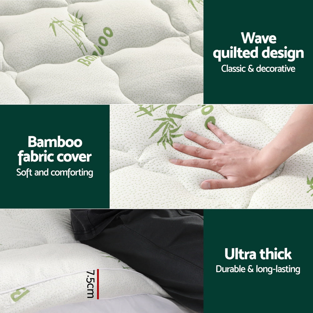 Halston Bamboo Mattress Topper – White – Double