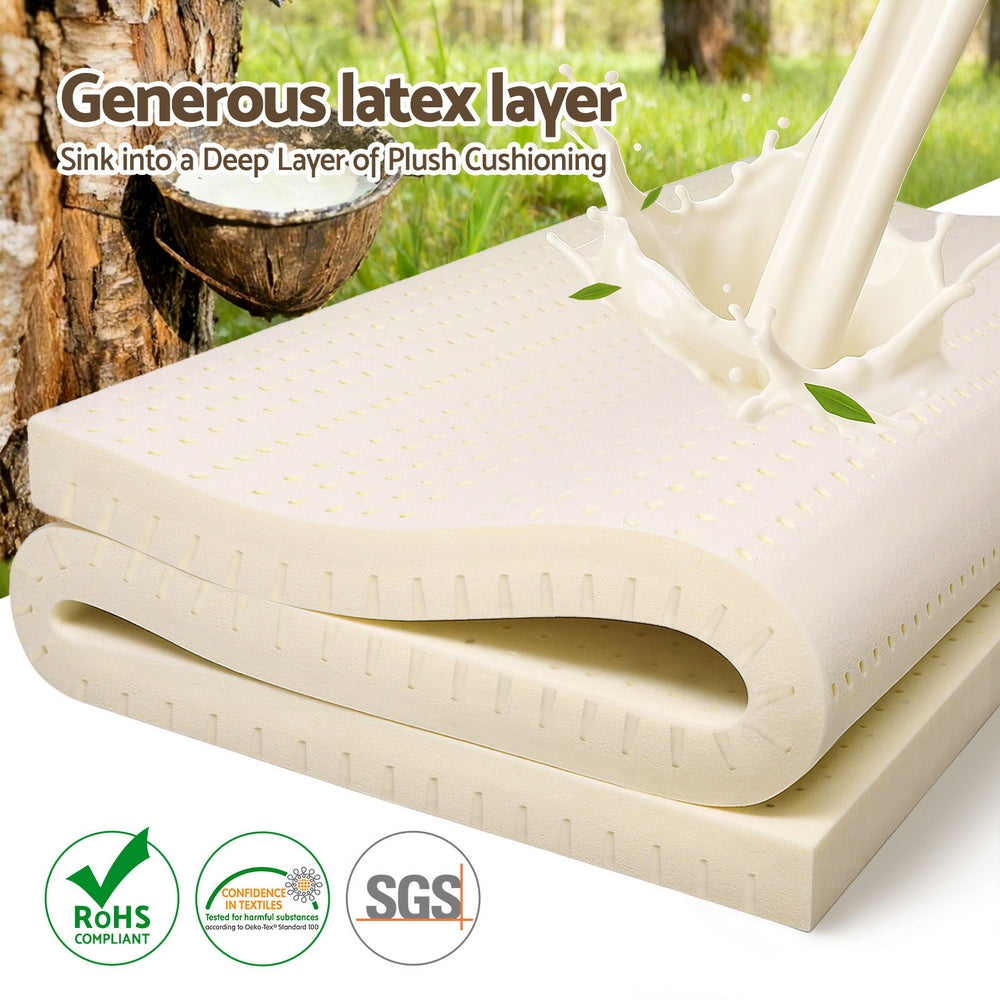 Halston Natural Latex Mattress Topper – White – King Single