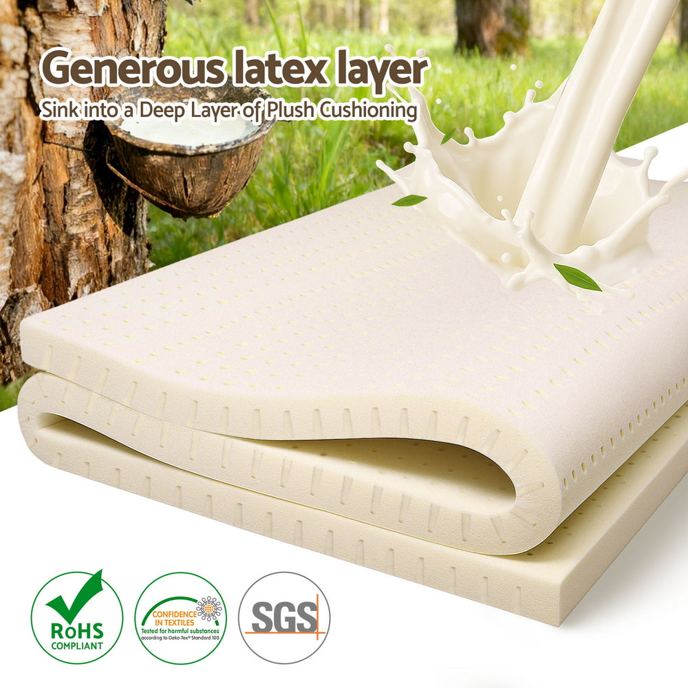 Halston Natural Latex Mattress Topper – White – Single