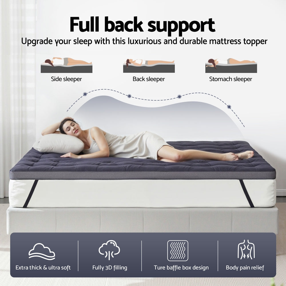 Aurora Bamboo Charcoal Mattress Topper – White – King