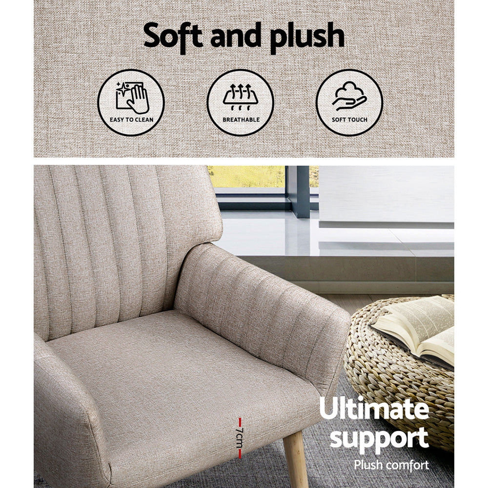 Halston Fabric Armchair – Beige